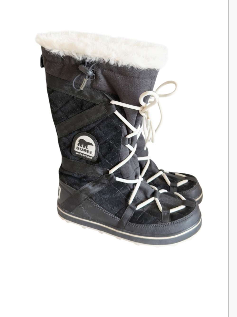 Sorel Womens Black Glacy Explorer Snow Winter Boots size size 9